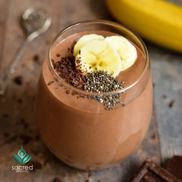 Handcrafted Vegan Superfood Protein Shake made with organic chia, cacao, hemp, lucuma, maca & more. Gut-friendly, gluten-free, sugar-free & preservative-free.