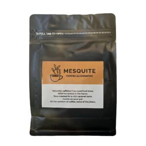 Front of Mesquite Coffee Alternative 400g pack – naturally caffeine-free superfood coffee from South Africa, alternative to MannaBrew