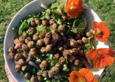 Chickpea Salad - Garden-fresh and vibrant—most ingredients come straight from our organic garden.