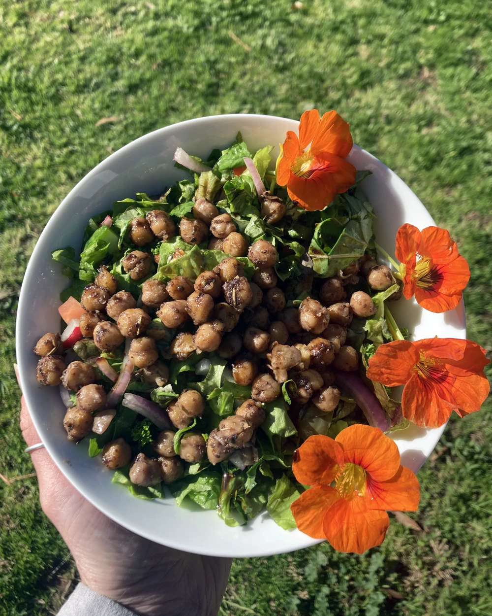 Chickpea Salad - Garden-fresh and vibrant—most ingredients come straight from our organic garden.